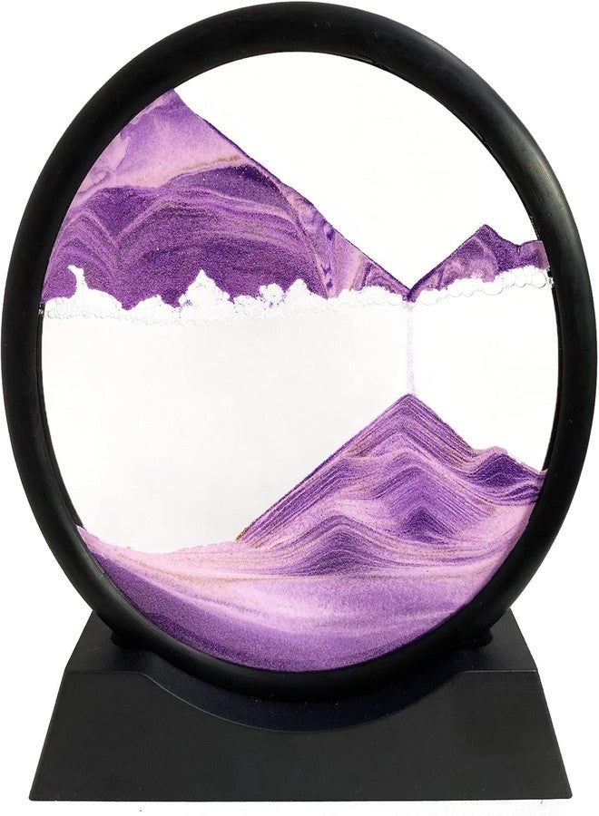 SRUSTEPY Flowing Sand Painting - Dynamic 3D Deep Sea Display in Motion, Moving Frame for Relaxing Desktop Home Office Work Decor (Purple) - Image 1
